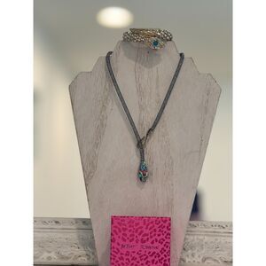 Betsey Johnson Pave Mesh Snake Collar Necklace & Bracelet Set Rare Vintage